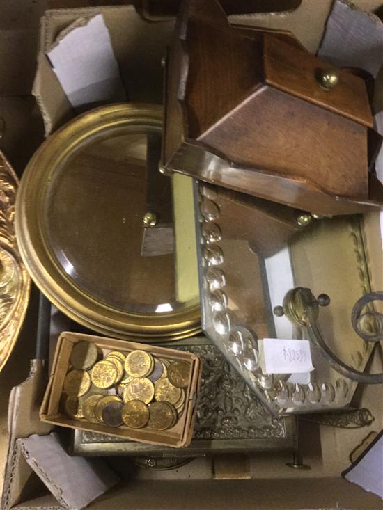 Mirrors, mahogany box, barometer, counters, etc.